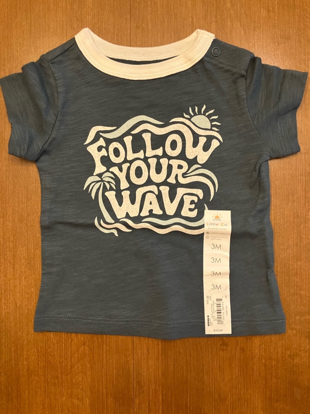 100% Organic Cotton- 3M Blue 'Follow Your Wave' Graphic Tee by Little Co.